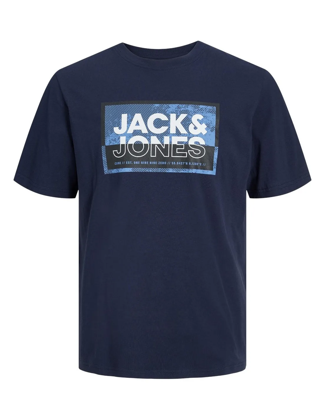  T-shirt uomo stampa jcologan Jack & Jones plus col. blu